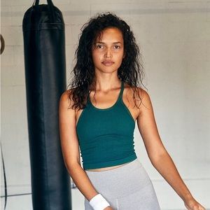 Free People Movement Long Crop Top Emerald M/L